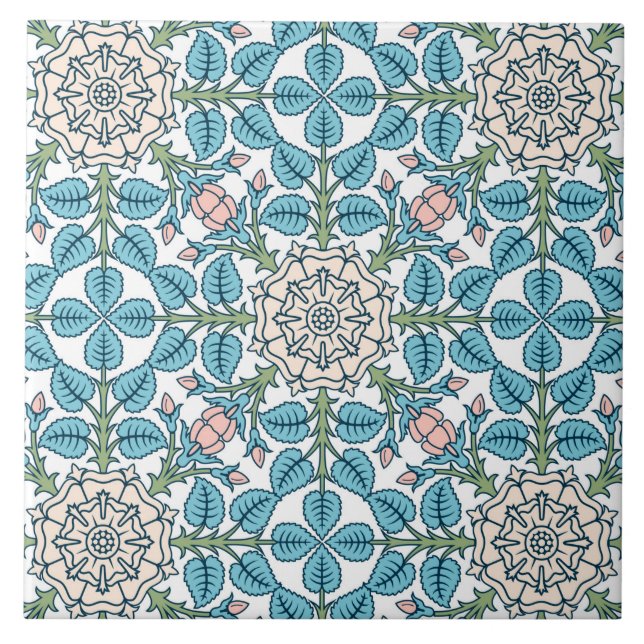 Carreau Fleurs, Art nouveau, style William Morris (Devant)