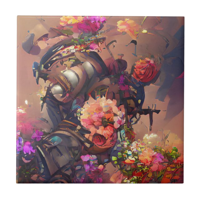 Carreau Fleurs art numérique vapeur rose fuschsia (Devant)