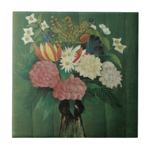 Carreau Fleurs avec Ivy par Henri Rousseau, Floral Vintage