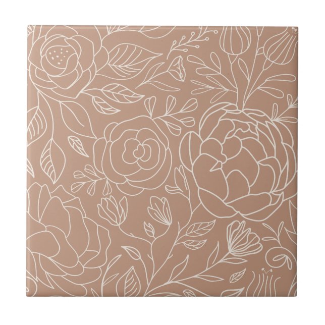 Carreau Fleurs blanches rose poussiéreuse Cuisine salle de (Devant)