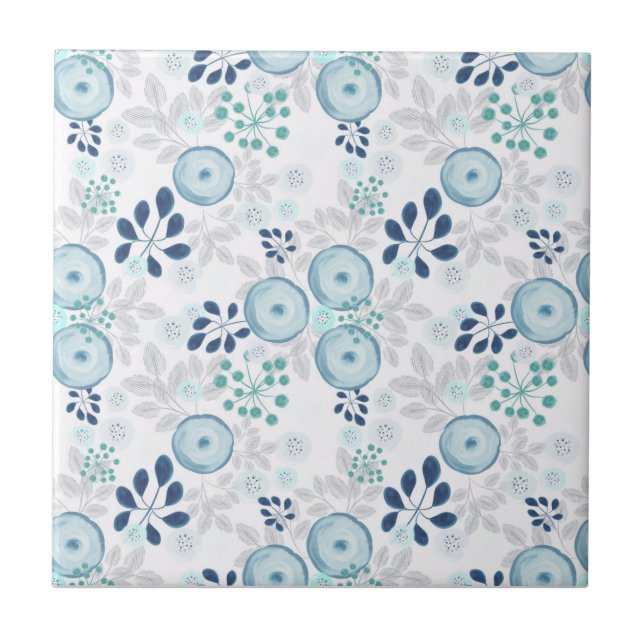 Carreau Fleurs bleu clair (Devant)