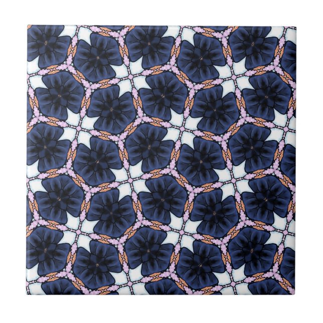 Carreau Fleurs Bleu Minuit (Devant)