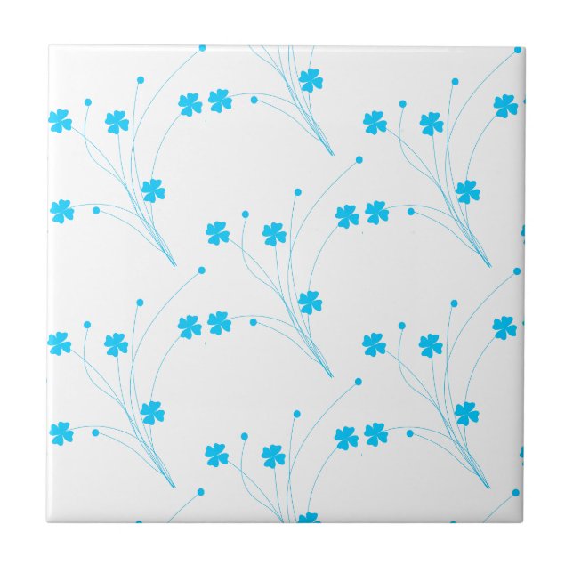 Carreau Fleurs Bleues Ciel Lumineux, Petite Impression Flo (Devant)
