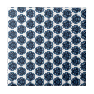 Carreau Fleurs bleues géométriques