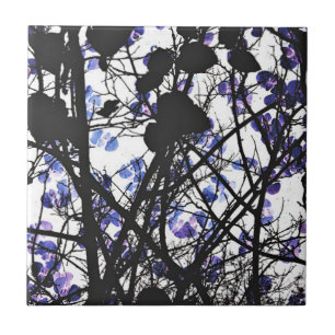 Carreau Fleurs bleues sur l'arbre d'hiver concept art numé