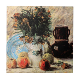 Carreau Fleurs, Cafetière et Fruits par Vincent van Gogh