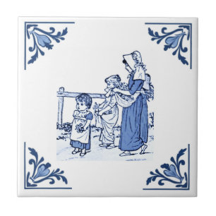 Carreau Fleurs Collantes vintages Delft Bleu & Blanc