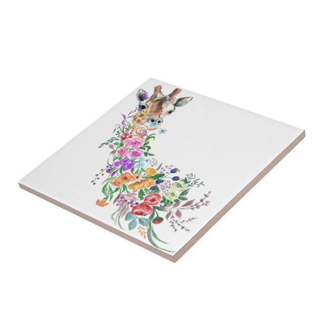 Carreau Fleurs colorées Bouquet Giraffe Carrelage en céram (Côté)