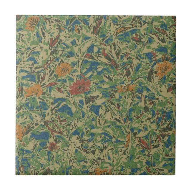 Carreau Fleurs contre le motif de camouflage de feuille (Devant)