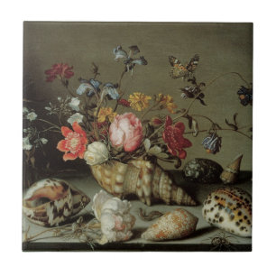 Carreau Fleurs, coquillages et insectes Balthasar van der 