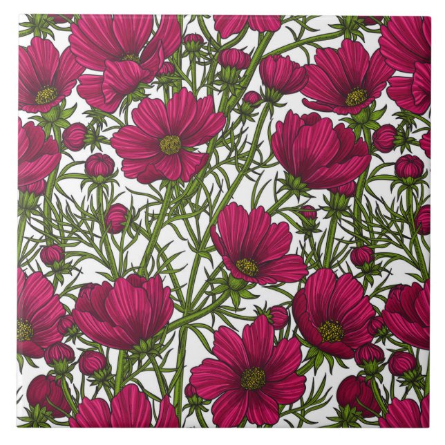 Carreau Fleurs Cosmos roses (Devant)
