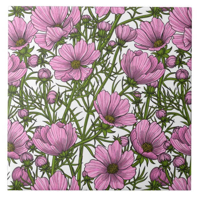 Carreau Fleurs Cosmos roses (Devant)