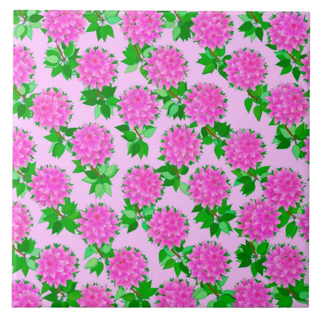 Carreau Fleurs dahlia roses profondes (Devant)