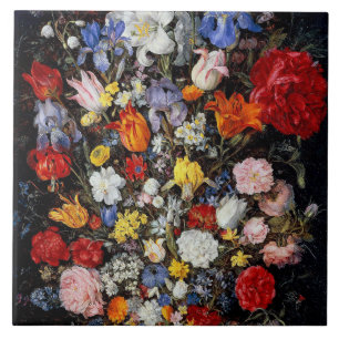 Carreau Fleurs dans le bâtiment en bois, Jan Brueghel l'A