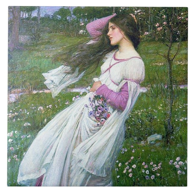 Carreau Fleurs dans le vent, John William Waterhouse (Devant)