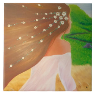 Carreau Fleurs dans ses cheveux