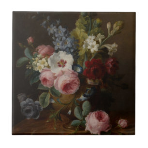 Carreau Fleurs dans un vase sur une haie de marbre
