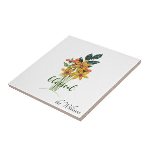 Carreau Fleurs d'automne en papier découpé "bénie" sur car