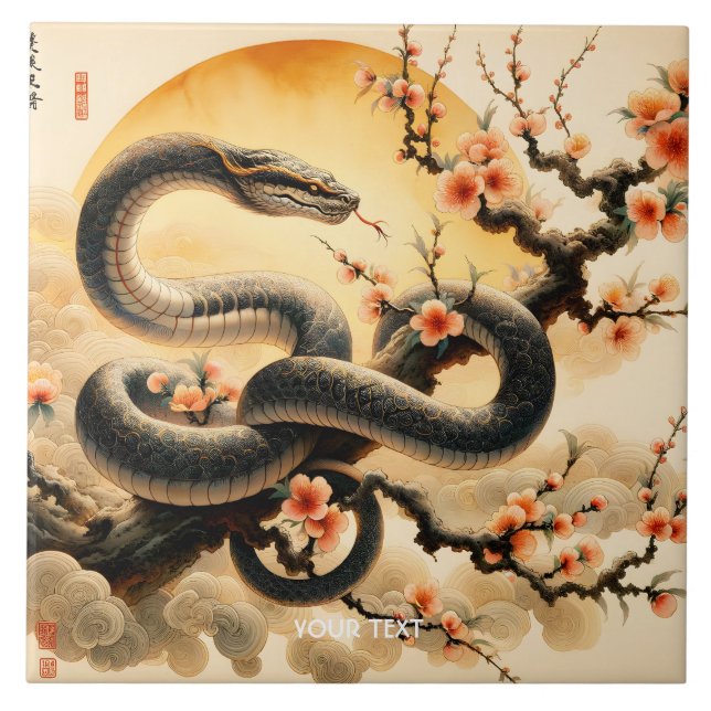 Carreau Fleurs de branches de serpent mûr Imaginaire (Devant)