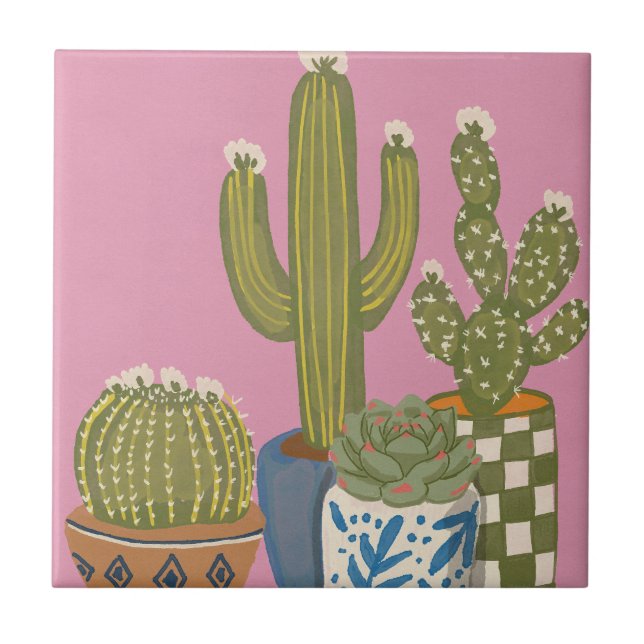 Carreau Fleurs de cactus rose (Devant)