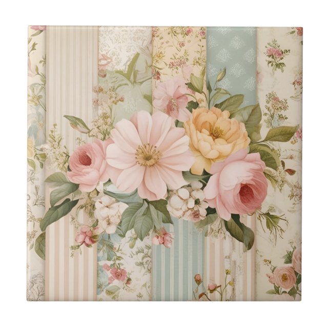 Carreau Fleurs de campagne vintage  (Devant)