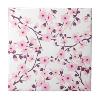 Carreau Fleurs de cerisier rose et blanc