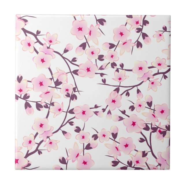 Carreau Fleurs de cerisier rose et blanc (Devant)