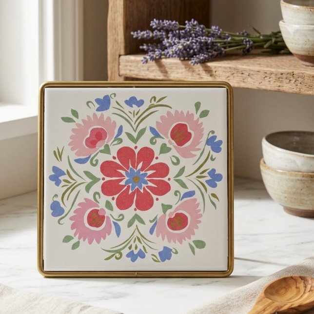 Carreau Fleurs de jardin décoratives botaniques florales (Floral Botanical Decorative Garden Flowers Ceramic Tile
)