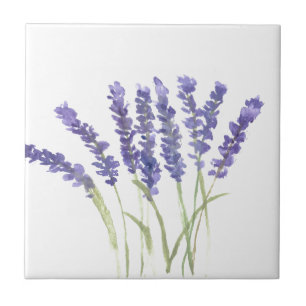 Carreau Fleurs de lavande herbes violet aquarelle chic