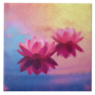 Carreau Fleurs de Lotus Abstraites roses