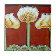 Fleurs de Lotus Art Nouveau Vintages sur la frise 