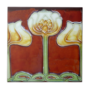 Carreau Fleurs de Lotus Art Nouveau Vintages sur la frise