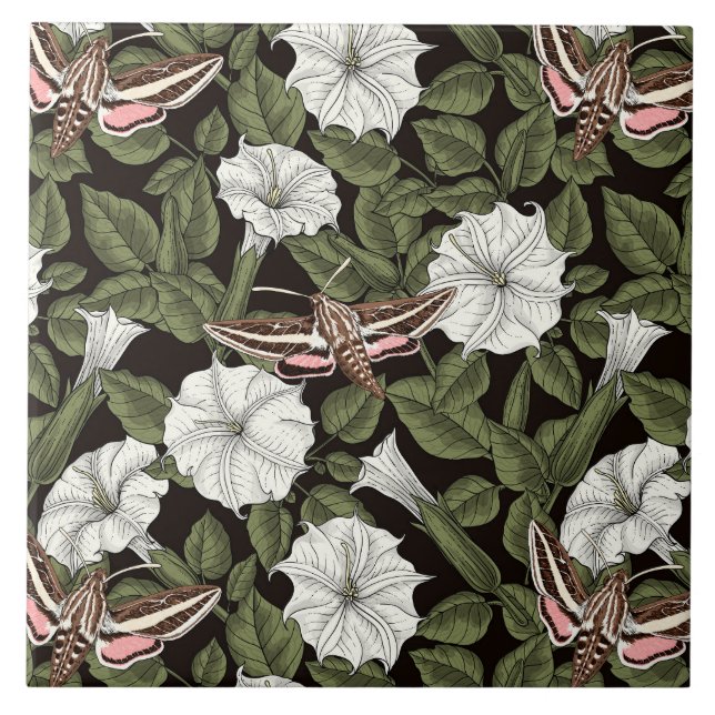 Carreau Fleurs de lune et sphinx Mois (Devant)