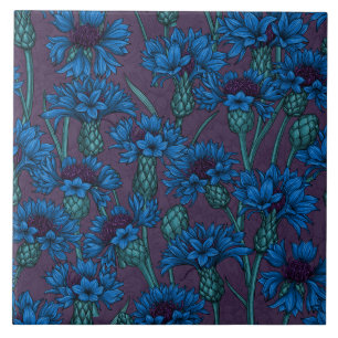 Carreau Fleurs de maïs bleues, fleurs sauvages