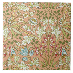 Carreau Fleurs de motif floral William Morris Rose Bleu   