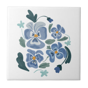Carreau Fleurs de Pansy Bleu Pansies esthétiques
