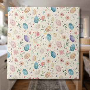 Carreau Fleurs de Pâques et feuilles à l'aquarelle de styl