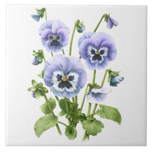 Carreau Fleurs de Pensée Violette Art Botanique