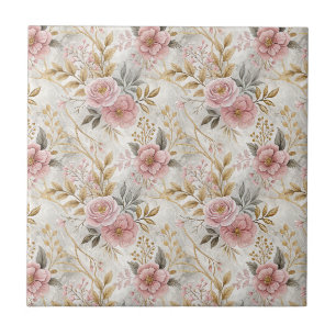 Carreau Fleurs de pivoine roses motif botanique floral art