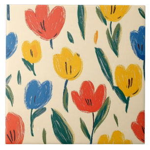Carreau Fleurs de rayonne et papillon