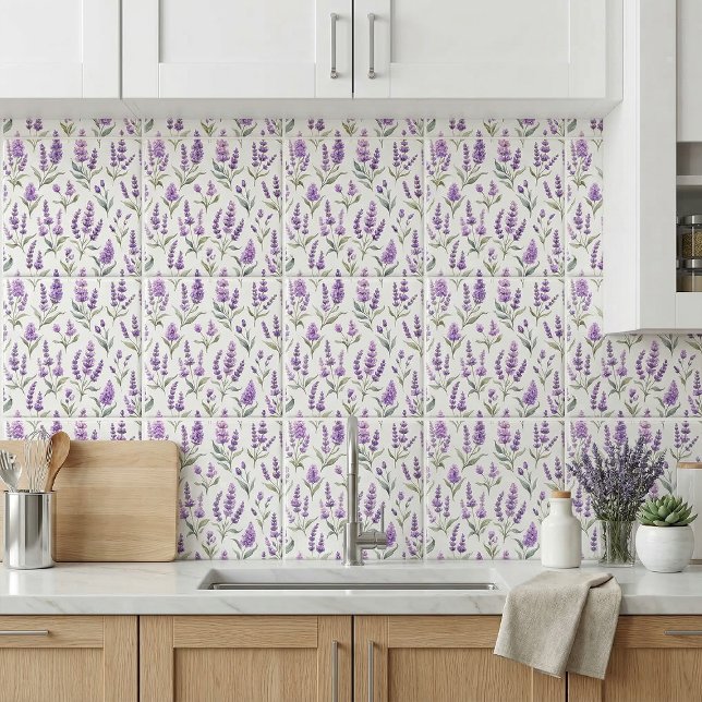 Carreau Fleurs de Sauge Violette Lavande Verte (Créateur téléchargé)