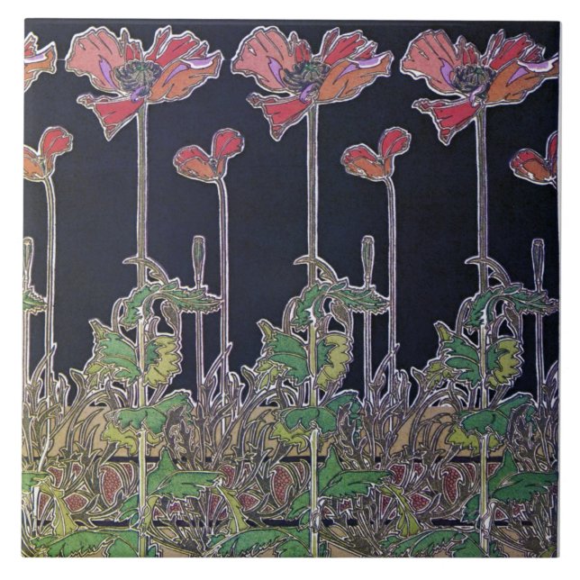 Carreau Fleurs de style Art Nouveau, Mucha (Devant)