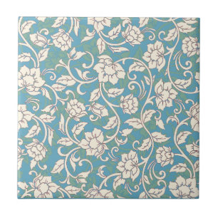 Carreau Fleurs de torrents jaunes et bleues