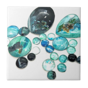 Carreau Fleurs de verre de mer et bling