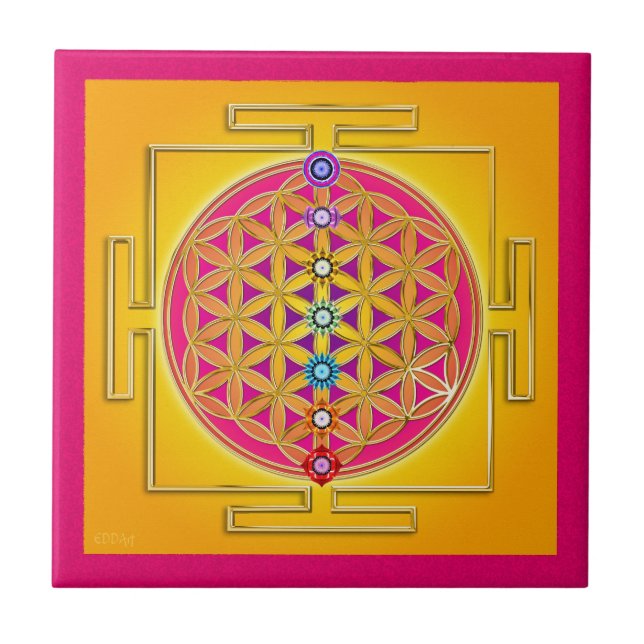Carreau FLEURS DE VIE - Chakras Yantra (Devant)