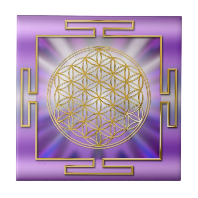 Carreau FLEURS DE VIE - Yantra or (Devant)