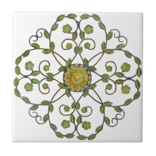 Carreau fleurs de vigne fleurie motif - vert jaune