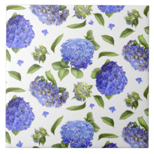 Carreau Fleurs d'Hortensia Bleu Art Botanique