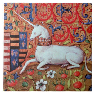 CARREAU FLEURS D'IMAGINAIRES UNICORNES ET MÉDIÉVAUX, MOTIF