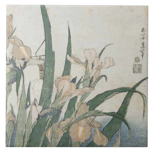 Carreau Fleurs d'iris et sauterelle, c.1830-31 (Devant)